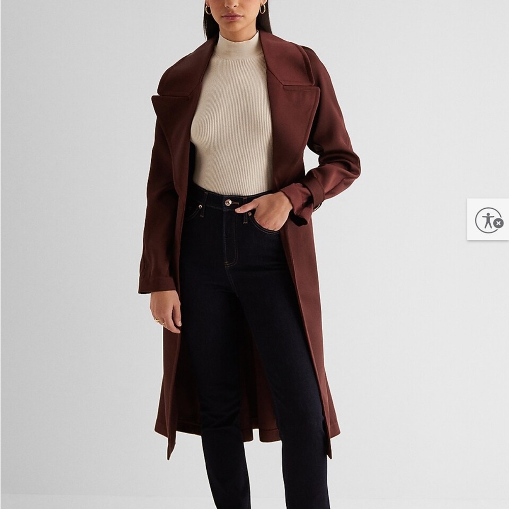Express Satin Mocha Trench Coat